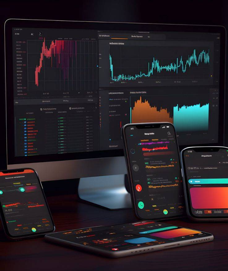 Kanak Capital Markets review showing trading dashboards on multiple devices with charts and analytics.